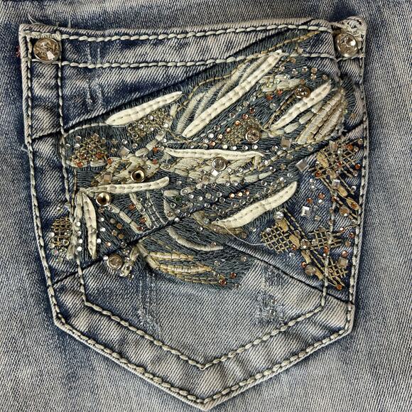 Rebel & Soul Jeans Women Sze 14 Blue Stone Fading Whiskered Wash Skinny Mid Rise - Picture 7 of 13